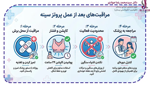 مراقبت های بعد از جراحی پروتز سینه